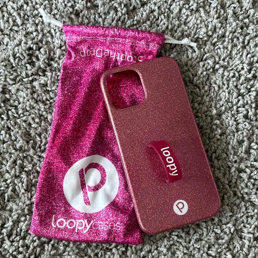 iPhone 12 Pro Loopy Phone Case - Pink Glitter